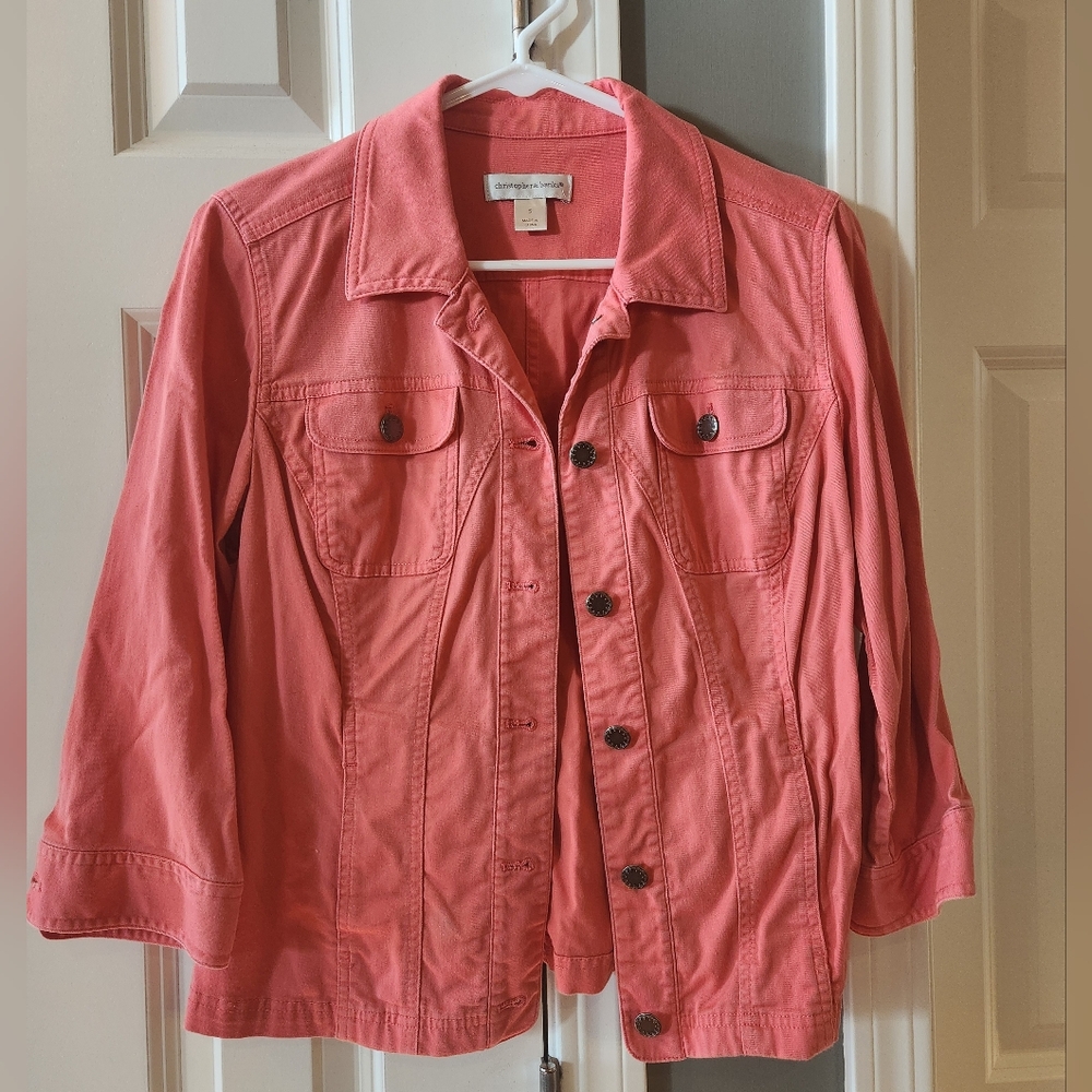 Christopher & Banks Coral-Pink Utility Jacket- Size Small